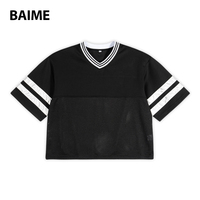 Vente chaude T-shirt de sport à col en V pour hommes de bonne qualité Maillot Streetwear respirant Coupe ample Style Hip Hop pour une utilisation en extérieur