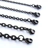 Chaîne en acier inoxydable noire tendance, différentes longueurs, bijoux pour hommes et femmes, colliers