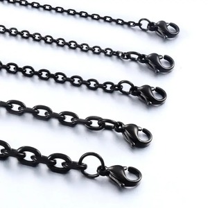 Chaîne en acier inoxydable noire tendance, différentes longueurs, bijoux pour hommes et femmes, colliers - Product Image 3
