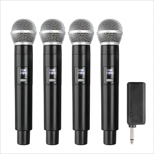 Microphone dynamique sans fil professionnel 4 canaux OEM Vocal <span class=keywords><strong>SM</strong></span> <span class=keywords><strong>58</strong></span> UHF pour KTV église discours karaoké - Product Image 1