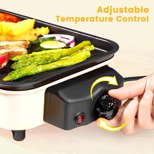 Grill électrique d'intérieur 1500W YOHAWJAN en acier inoxydable, sans fumée, plaque de cuisson antiadhésive amovible, contrôle de la température, poêles portables - Product Image 4