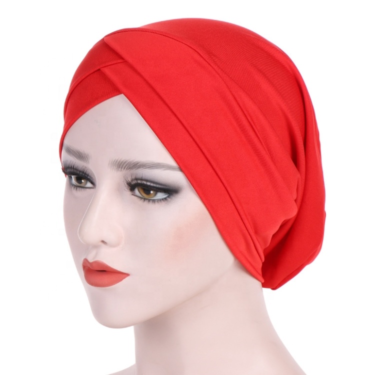 Оптовая продажа, женский эластичный хлопковый мусульманский тюрбан, головной платок, Кепка для химиотерапии для женщин