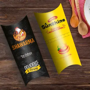 Boîte d'emballage en papier pour Shawarma Burrito Shawarma jetable à emporter avec logo imprimé personnalisé