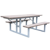 Table à manger de pique-nique pour personnes à mobilité réduite commerciale de 8 pieds pour l'extérieur ensemble de meubles de jardin patio extérieur table de café externe avec banc