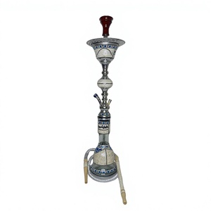 Authentic Handcrafted Khalil Maamoon Hookah - Solid Brass Core Ice Sharqawi <b>Sadaf</b> 1 Level Full Set (Silver & Gold) (101.6 cm) Fu - Product Image 2