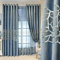 Rideaux transparents creux minimalistes nordiques modernes brodés de rideaux de salon de luxe en flanelle