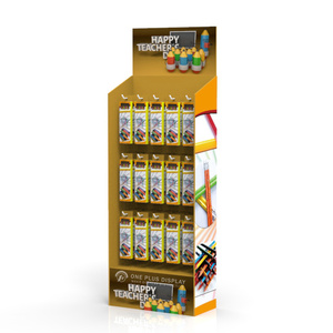 맞춤형 접이식 어린이 문구류 바닥 진열대 (코너 선반 포함) 친환경 골판지 진열대 - Product Image 5