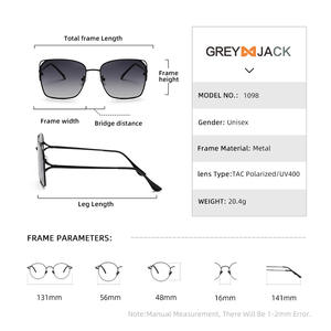 Lunettes de soleil polarisées Greyjack pour femme, monture métallique, verres TAC, protection UV400, mode, protection solaire, voyage, conduite, fête - Product Image 2