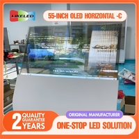 Lantai OLED Super ramping 55 inci berdiri dua sisi layar sentuh transparan tanda Digital interaktif untuk bandara