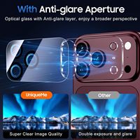 Film protecteur d'objectif d'appareil photo haute transparence en gros pour iPhone Duo, verre trempé anti-rayures à couverture intégrale