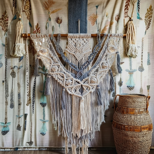 Macramé de ganchillo para colgar en la pared, decoración de lujo para el hogar, Diwali, imagen festiva, arte de pared - Product Image 1