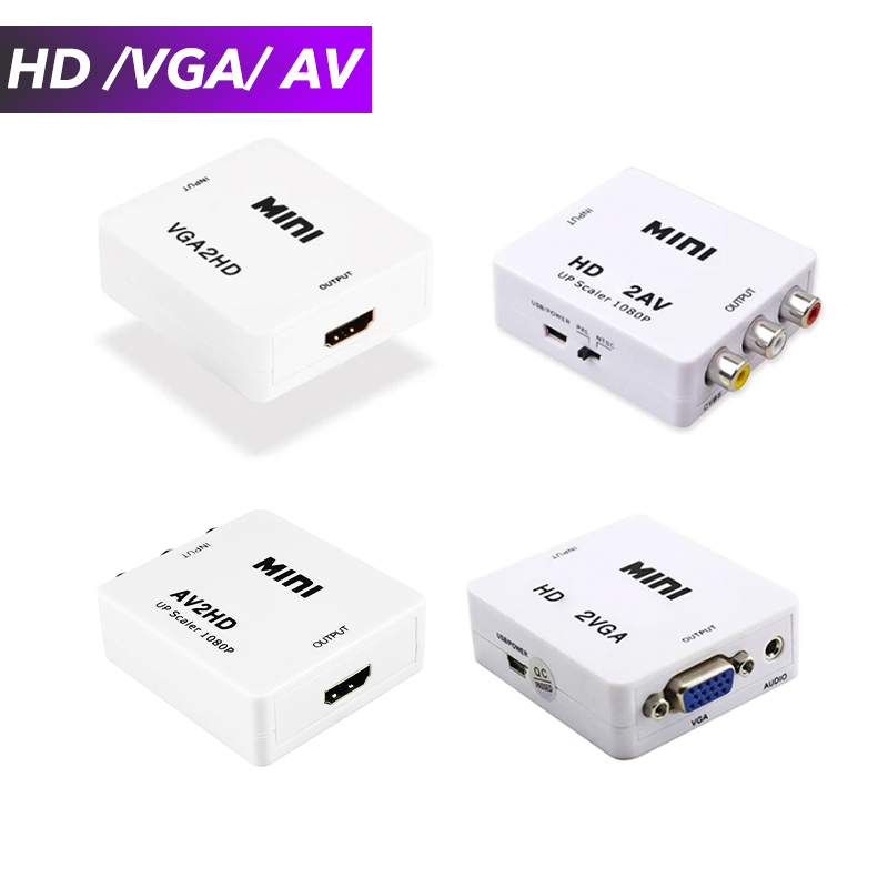 Мини HDMI-совместимый адаптер VGA HD2VGA AV2HD с аудио преобразователем цифровой аналоговый AV/CVBS L/R аудио 1080p для ПК ноутбука HDTV
