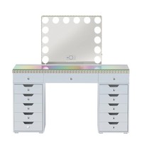 Fantastique ensemble de vanité cristal LED station de beauté avec lumières RVB coiffeuse intelligente avec miroir Bluetooth USB femmes fille cadeau