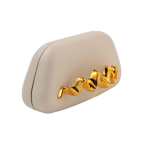 Women Wavy Metal Handle Clutch <b>Purse</b> PU Leather Evening Bag Family Gathering Formal Handbag with Removable Chain - Product Image 6