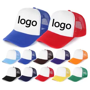 Gorra de camionero con logotipo personalizado bordado, 5 paneles, gorras de béisbol deportivas de viaje, malla de alta calidad, Gorra lisa de camionero de espuma en blanco