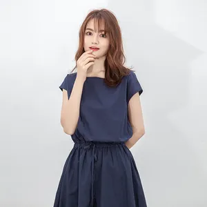 Abito Estivo da Donna Casual con Collo Tondo, Maniche Corte, Lunghezza <span class=keywords><strong>Midi</strong></span>, Coulisse, Elegante in <span class=keywords><strong>Cotone</strong></span> e Lino - Product Image 5