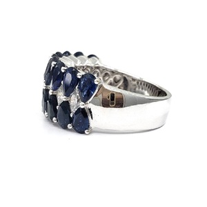 Nouvelle Collection – Bague de Mariage et de Fête Large en Or Blanc 18 carats avec Diamant Taille Brillant Véritable VS SI et Saphir Bleu, Design Personnalisé - Product Image 2