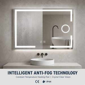 Joystar Large <strong>Frameless</strong> <strong>Rectangular</strong> Smart Bathroom <strong>Mirror</strong>, 6500K Dimmable LED Illuminated Bath <strong>Mirror</strong> Built-in Magnifier - Product Image 4