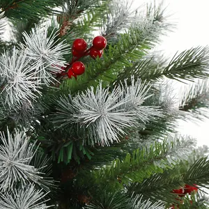 784シリーズミックスハンギングツリーPEノットパインスプレーホワイトPVCスプレーホワイト赤いフルーツバンチを追加ホットセールクリスマスツリー