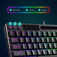 Clavier filaire personnalisable 61 touches ergonomique en plastique, clavier de jeu Teclado LED RGB
