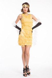Costume de fête <span class=keywords><strong>Charleston</strong></span> jaune des années 1920 Ecowalson avec boa en plumes et bandeau - Product Image 3