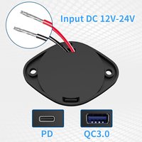 Chargeur de voiture USB double port 12V-24V, prise de charge rapide PD 36W Type C et QC 18W USB A, prise de courant encastrée étanche