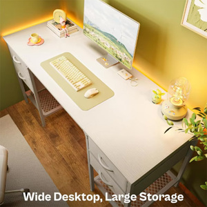 โต๊ะคอมพิวเตอร์ที่ทันสมัยมี<span class=keywords><strong>4</strong></span>ลิ้นชักและชั้นวางตาข่ายเก็บของขนาดใหญ่สำหรับบ้านสำนักงานการศึกษาห้องนอนทำงานจากที่บ้าน - Product Image 2