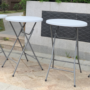 Portable Lightweight <strong>High</strong> <strong>Top</strong> Plastic Bar <strong>Table</strong> Foldable Outdoor Bistro for Dining for Party Wedding Hotel Events - Product Image 1