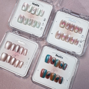 Lot de 10 <span class=keywords><strong>faux</strong></span> <span class=keywords><strong>ongles</strong></span> magnétiques œil de chat, courts, carrés, colorés, réutilisables, en acrylique, <span class=keywords><strong>prix</strong></span> d'usine - Product Image 1