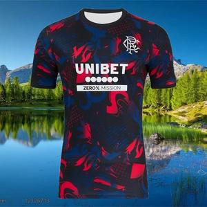 Maillot de football d'entraînement unisexe respirant à manches courtes Rangers pour homme, imprimé en 3D, collection été 2025, vente chaude - Product Image 3