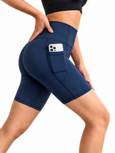 Women's High Waist <b>Plaid</b> Pattern Breathable Spandex/Polyester Sport <b>Shorts</b> with Four-Way Stretch Elastic Waistband for Yoga Gym - Product Image 1