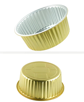 Boîte d'emballage jetable en aluminium doré ronde et étanche pour mousse et pouding