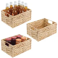Amazon hot selling handmade cesta de armazenamento de água jacinto seagrass tecido cesta de armazenamento bin com alça de palha