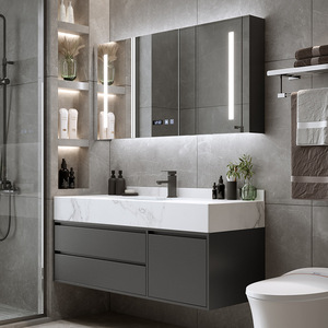 Freestanding mobiletto <span class=keywords><strong>bagno</strong></span> Grey unità di vanità con lavandino da appendere <span class=keywords><strong>bagno</strong></span> vanità artigiano vanità <span class=keywords><strong>bagno</strong></span> - Product Image 2