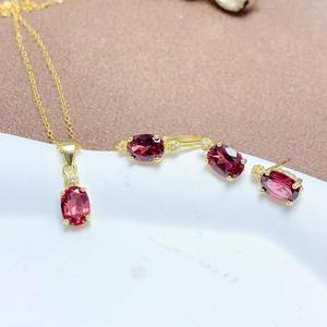 Ensemble de bijoux en argent sterling 925 et grenat naturel plaqué or de style arabe pour les cadeaux des femmes Célébrations d'anniversaire de fiançailles - Product Image 5