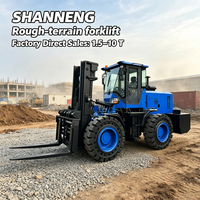 Chariot élévateur diesel SHANNENG 8 tonnes 4x4 tout-terrain avec contrepoids lourds certifié EPA4 pour les opérations minières et dans les carrières