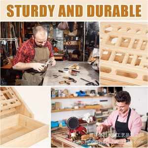 Wooden Tool Rack Screwdriver Storage Organizer <b>Desktop</b> Repair Tool Holder With Drawer For Workshop Home Use - Product Image 4