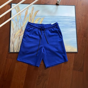 Shorts de sport décontractés pour hommes en molleton technique style drill, 100 % coton, taille élastique avec pression latérale adhésive, motif uni - Product Image 4