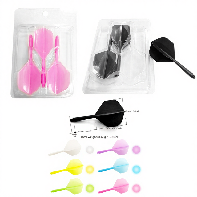 PENPEN One Dart Shape Transparent Tail Anti-throw Durable Plastic Sports Dart Flights 2BA Customizable Purple 3 Pcs/Box