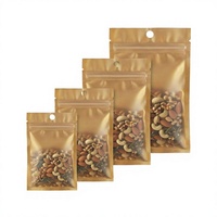 Sachet Doypack de luxe en gros, brun kraft, imprimé en héliogravure, résistant à l'humidité, avec fermeture éclair, face transparente en Mylar, pour aliments, nouilles et gelées