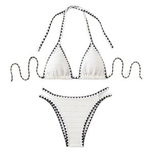 Traje de Baño Bikini 2024, Sexy Estilo Europeo y Americano, Traje de Baño de Dos Piezas Blanco para Mujer, Bikini con Estampado Floral - Product Image 5