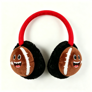 Orejeras de Felpa con Diseño de Cara Blanca y Negra, Diadema Roja, Accesorio de Invierno - Product Image 2