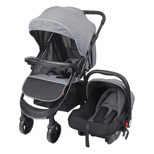 Cochecito de Bebé Plegable Gris, Sistema de Viaje con Portabebés, 0-3 Años, Estructura Metálica, Tela - Product Image 1