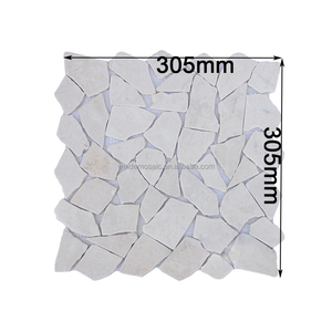 Doğal bej çakıl mermer mozaik havuz karosu açık veranda için Crema Marfil rastgele taşlar zemini - Product Image 4