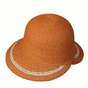 2025 New Arrival Raffia Straw Sunshade Hat Elegant Wide Brim <b>Sunscreen</b> Holidays Casual Straw Sombrero Hat - Product Image 5