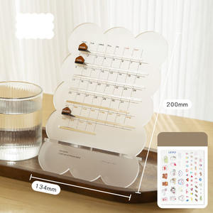 Calendario <span class=keywords><strong>perpetuo</strong></span> acrílico de dibujos animados lindo con soporte para teléfono móvil hebilla deslizante Calendario de escritorio para decoración de escritorio - Product Image 4