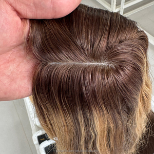 Prothèse capillaire naturelle en cheveux humains, avec mèches balayage, à clipser, base en soie, nouée à la main, pour femmes, toupet juif - Product Image 4