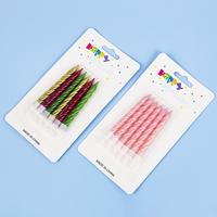 Bougies d'anniversaire fines métalliques colorées roses à combustion propre avec mèche en coton pur pour cupcakes et fêtes, vente en gros