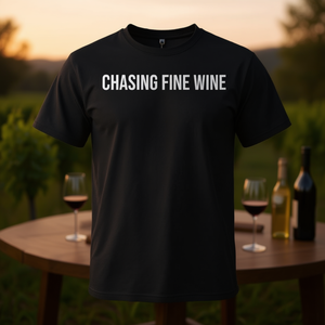 T-shirt Chasing Fine Wine en coton noir, unisexe, taille adulte moyenne - Product Image 3
