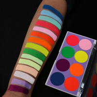 Palette de fards à paupières cosmétiques 8 couleurs, gel et crème, non toxique, lavable, peinture néon UV pour le visage et le corps, pour enfants et adultes